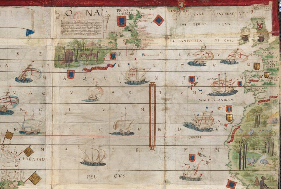 大航海時代初期、同じ海域を繰り返し航海するなかで描き足されていった航海図