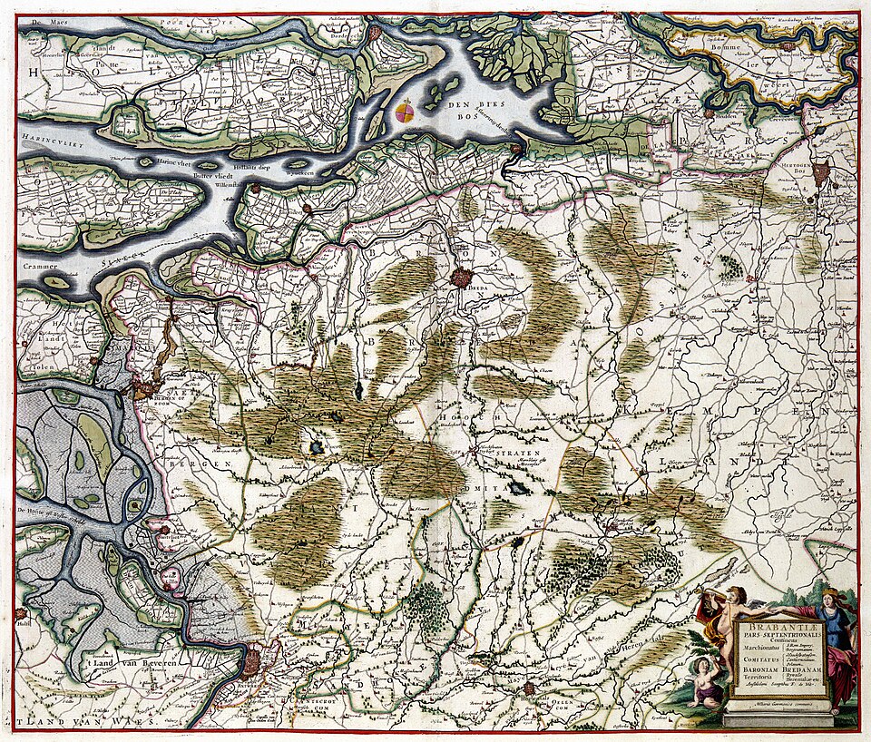17世紀のブラバント地方の地図(現在のベルギーとオランダ)