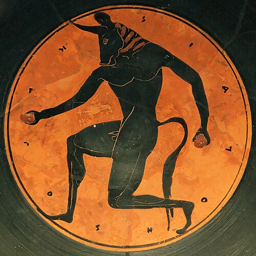 古代ギリシャの壺に描かれたミノタウロスの図像